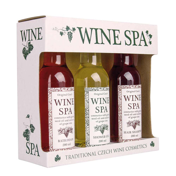 Darčeková kozmetická súprava „WINE SPA“ (sprchový gél 200 ml + šampón 200 ml + pena do kúpeľa 200 ml) Darčeková kozmetická súprava „WINE SPA“ (sprchový gél 200 ml + šampón 200 ml + pena do kúpeľa 200 ml)