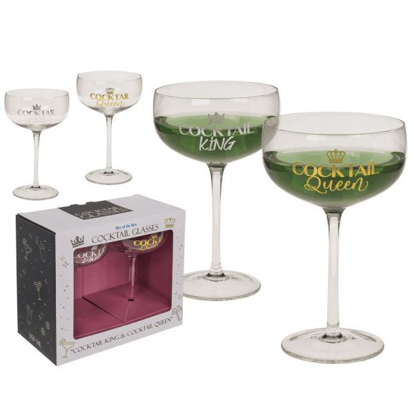 Sada koktejlových pohárov "Cocktail King & Queen"