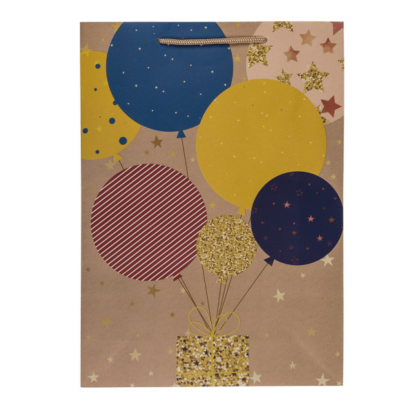 Papierová darčeková taška "Balloons and candles" (34,5x25x8,5cm)