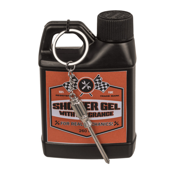 Univerzálny sprchový gél pre mužov „“Motor Oil“ (260 ml) + prívesok na kľúče Univerzálny sprchový gél pre mužov „“Motor Oil“ (260 ml) + prívesok na kľúče