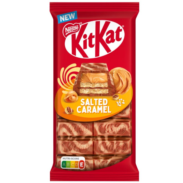 "KIT KAT" mliečna čokoláda s plnkou zo slaného karamelu, 99g "KIT KAT" mliečna čokoláda s plnkou zo slaného karamelu, 99g
