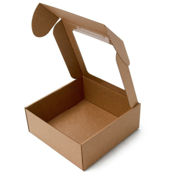 Štýlová štvorcová darčeková krabička, hnedá 220x220x90mm