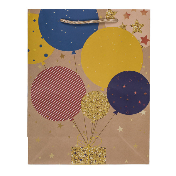 Papierová darčeková taška "Balloons and candles" (23x18x8cm)
