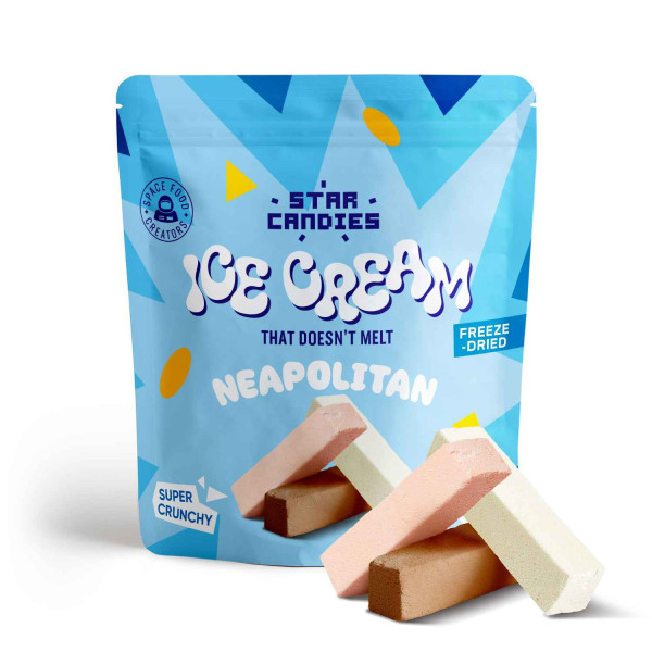 STAR CANDIES lyofilizovaná zmrzlina NEAPOLITAN (vanilka, čokoláda, jahoda), 16 g STAR CANDIES lyofilizovaná zmrzlina NEAPOLITAN (vanilka, čokoláda, jahoda), 16 g