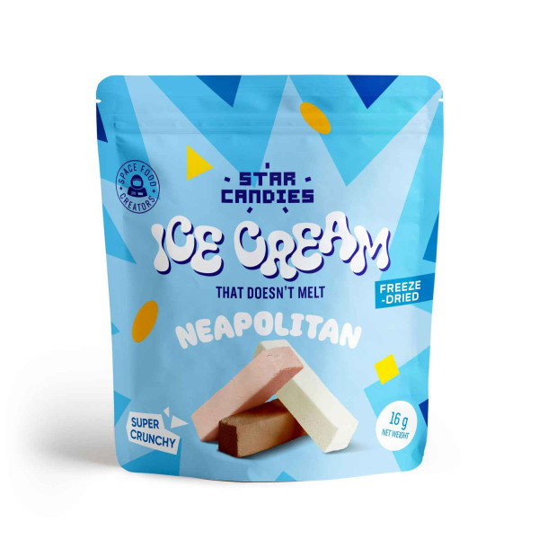 STAR CANDIES lyofilizovaná zmrzlina NEAPOLITAN (vanilka, čokoláda, jahoda), 16 g STAR CANDIES lyofilizovaná zmrzlina NEAPOLITAN (vanilka, čokoláda, jahoda), 16 g