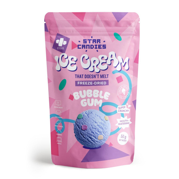 STAR CANDIES Zmrzlina s príchuťou lyofilizovanej žuvačky, 50 g STAR CANDIES Zmrzlina s príchuťou lyofilizovanej žuvačky, 50 g