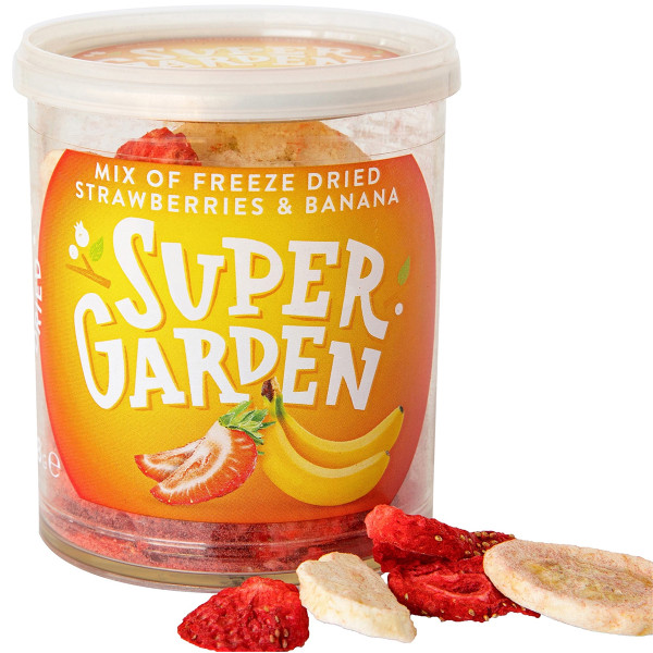 SUPER GARDEN lyofilizovaná zmes jahôd a banánov, 29g