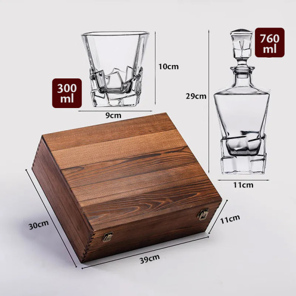 Sada whisky v drevenej škatuľke "ELIXIR" s vašou iniciálou