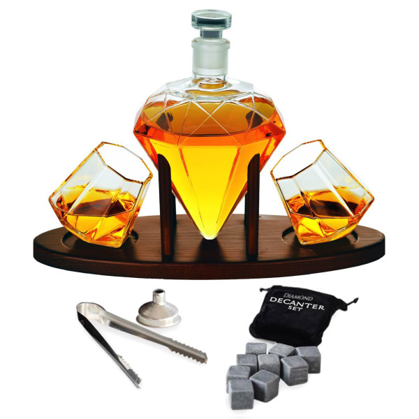 Sada karafy, 2 pohárov a kamenných kociek "DELUXE DIAMOND"