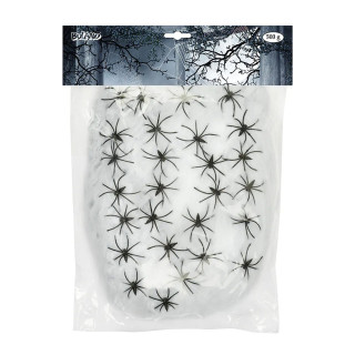 XXL pavučina s 25 pavúkmi (biela) (500 g)