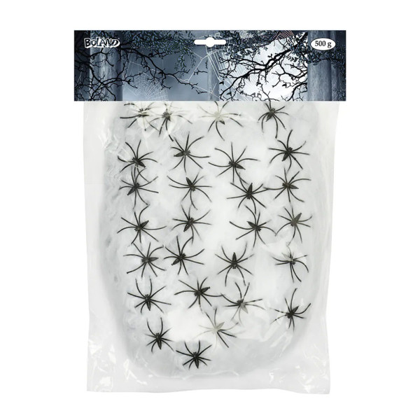 XXL pavučina s 25 pavúkmi (biela) (500 g)