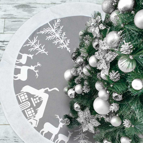 Strieborná sukňa na stromček „XMas“ Strieborná sukňa na stromček „XMas“