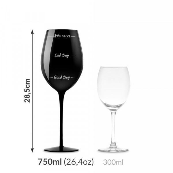 Obrovský čierny pohár na víno „Kto to rieši“ (750ml)