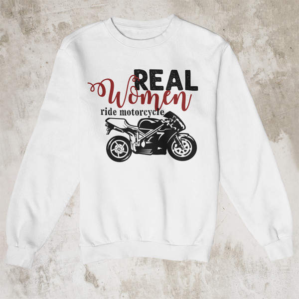 Mikina "Real women ride motorcycle" (bez kapucne)