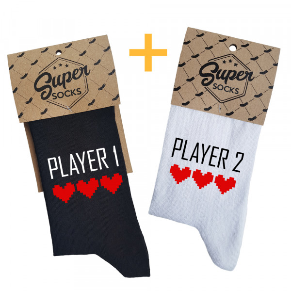 Súprava ponožiek pre páry "Player 1 and Player 2" Súprava ponožiek pre páry "Player 1 and Player 2"