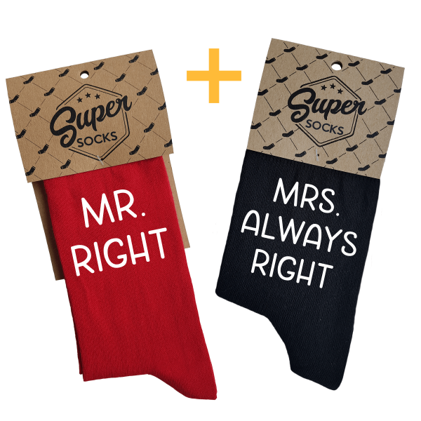 Súprava ponožiek pre páry "Mr. Right & Mrs. Always Right" Súprava ponožiek pre páry "Mr. Right & Mrs. Always Right"