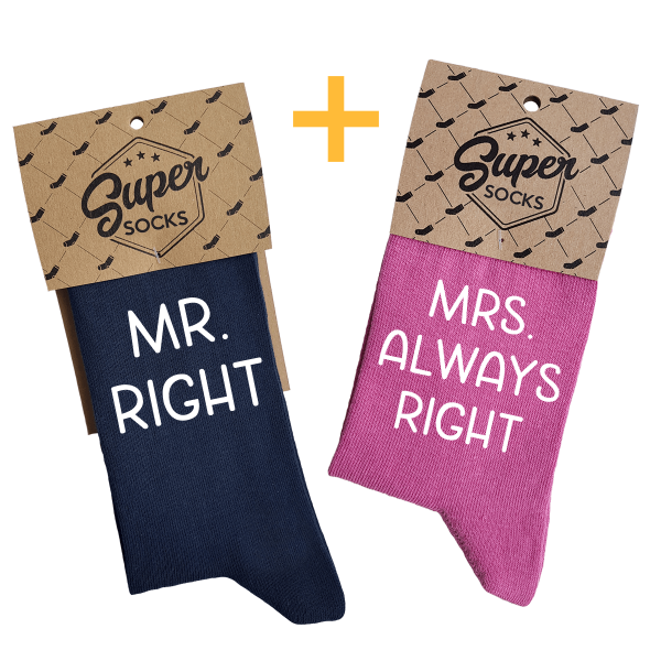 Súprava ponožiek pre páry "Mr. Right & Mrs. Always Right" Súprava ponožiek pre páry "Mr. Right & Mrs. Always Right"