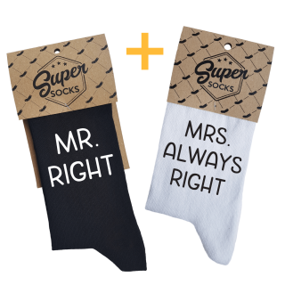 Súprava ponožiek pre páry "Mr. Right & Mrs. Always Right"