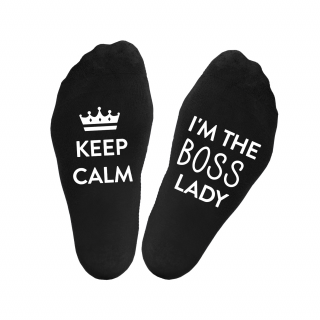 Dámske ponožky s potlačou na chodidlách „Keep calm.I'm the boss lady“