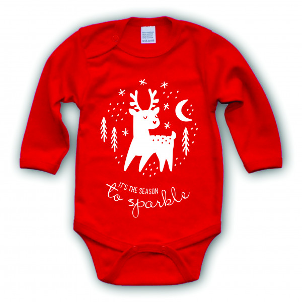 Červená detská kombinéza "It's the season to sparkle" Červená detská kombinéza "It's the season to sparkle"