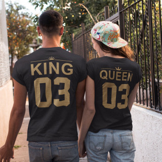 Súprava tričiek "King & Queen" s číslami na zadnej strane