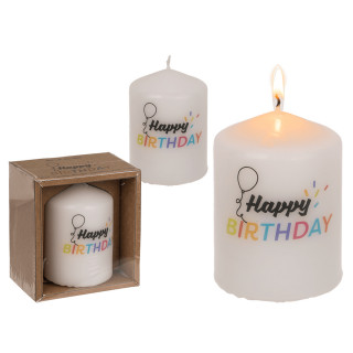 Valcovitá sviečka „Happy Birthday“