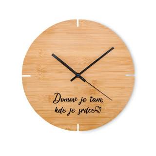 Bambusové nástenné hodiny "Domov je tam, kde je srdiečko" Bambusové nástenné hodiny "Domov je tam, kde je srdiečko"