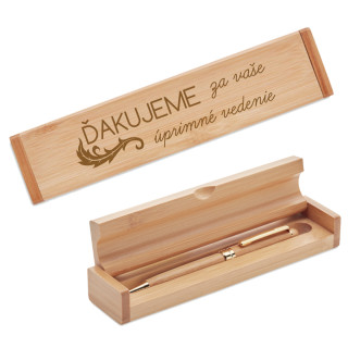 Bambusové pero v krabičke "ĎAKUJEME za vaše úprimné vedenie"
