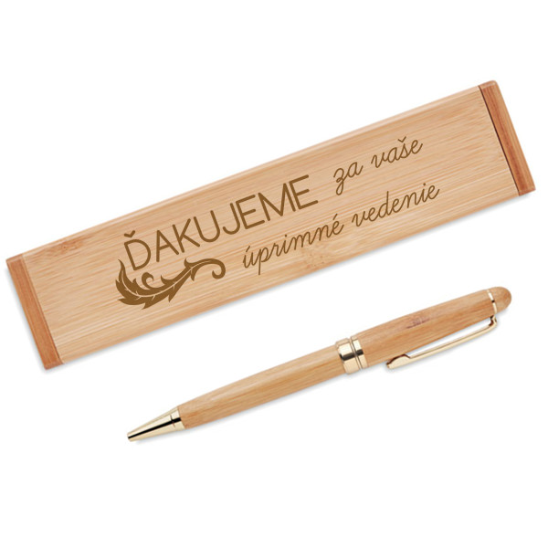 Bambusové pero v krabičke "ĎAKUJEME za vaše úprimné vedenie"