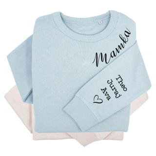 UNISEX  pastelová „Sully“ mikina "Mamka" s menami detí na rukáve
