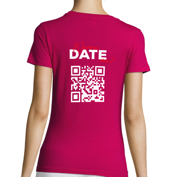 Dámske tričko "Chceš so mnou chodiť?" s personalizovaným QR kódom