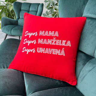 Dekoračný vankúš "Popis super mamy"