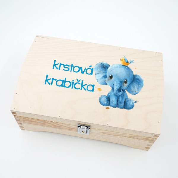 Drevená pamätná krabička "Krstová krabička s malým sloníkom" Drevená pamätná krabička "Krstová krabička s malým sloníkom"