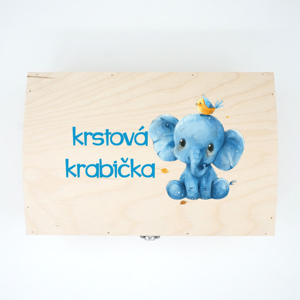 Drevená pamätná krabička "Krstová krabička s malým sloníkom" Drevená pamätná krabička "Krstová krabička s malým sloníkom"