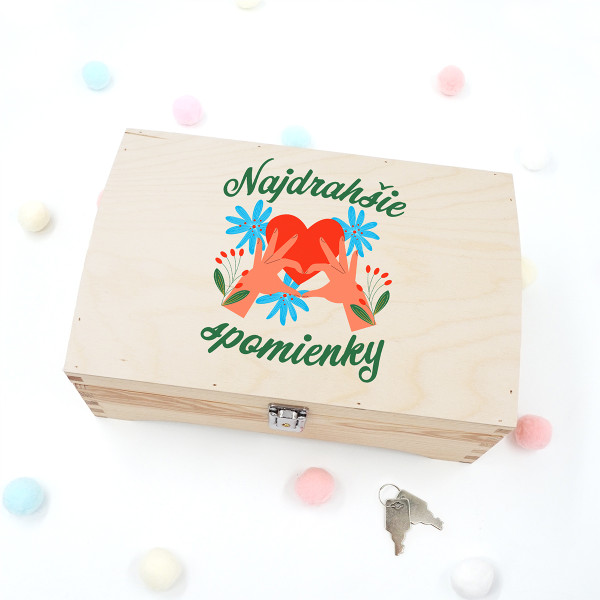 Drevená pamätná krabička "Najdrahšie spomienky" Drevená pamätná krabička "Najdrahšie spomienky"