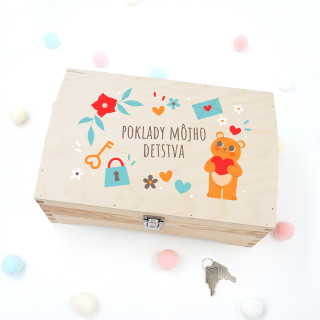 Drevená pamätná krabička "Poklady môjho detstva"