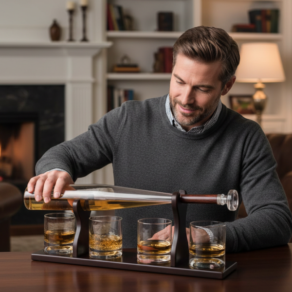 Sada karaf so stojanom a 4 pohármi "Baseball bat"