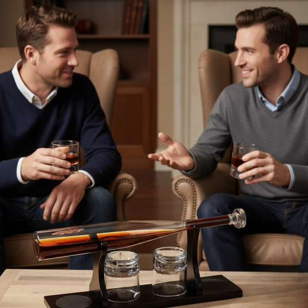 Sada karaf so stojanom a 4 pohármi "Baseball bat"