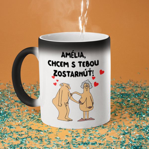 Hrnček „Chcem s tebou zostarnúť“ s vaším vybraným menom Hrnček „Chcem s tebou zostarnúť“ s vaším vybraným menom