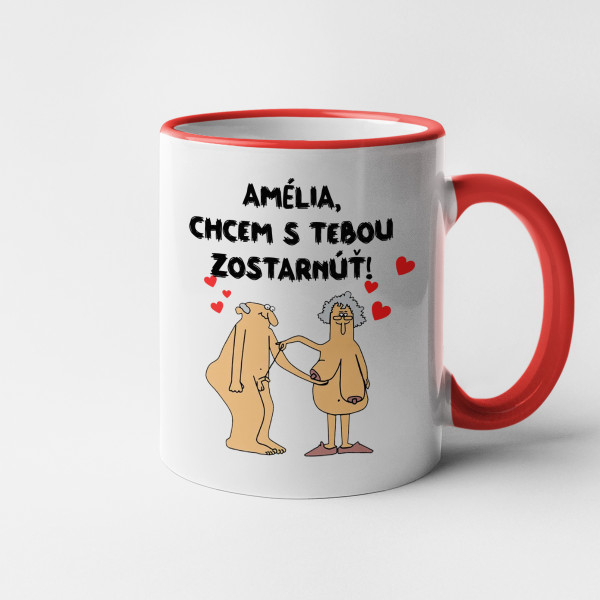Hrnček „Chcem s tebou zostarnúť“ s vaším vybraným menom Hrnček „Chcem s tebou zostarnúť“ s vaším vybraným menom
