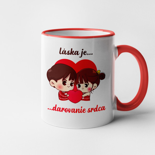 Hrnček "Láska je – darovať svoje srdce"
