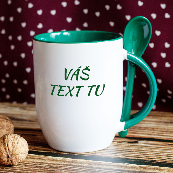 Hrnček s lyžičkou a vlastným textom