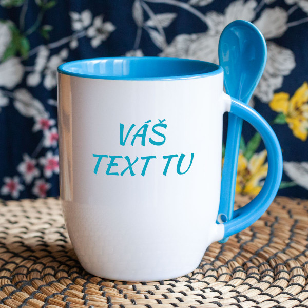 Hrnček s lyžičkou a vlastným textom