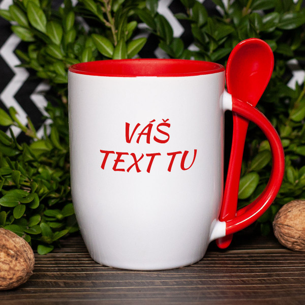 Hrnček s lyžičkou a vlastným textom