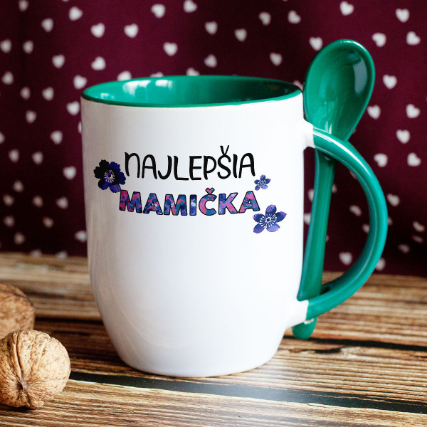 Hrnček s lyžičkou "Najlepšia mamička" Hrnček s lyžičkou "Najlepšia mamička"