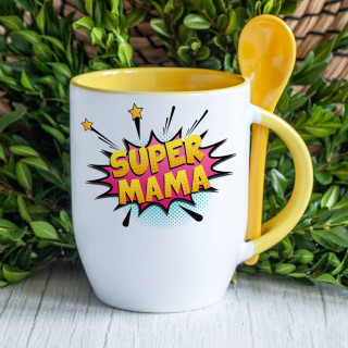 Hrnček s lyžičkou "Super mama"