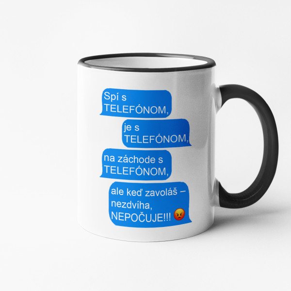 Hrnček "Stále s telefónom"