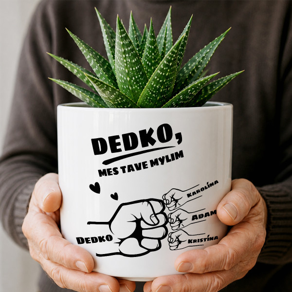 Keramický hrniec "Dedko a vnúčatá" s menami vnúčat