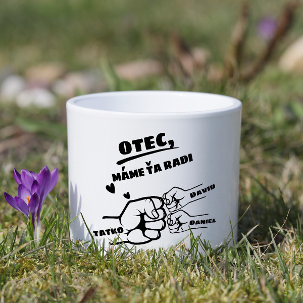 Keramický hrniec "Otec a deti" s menami detí