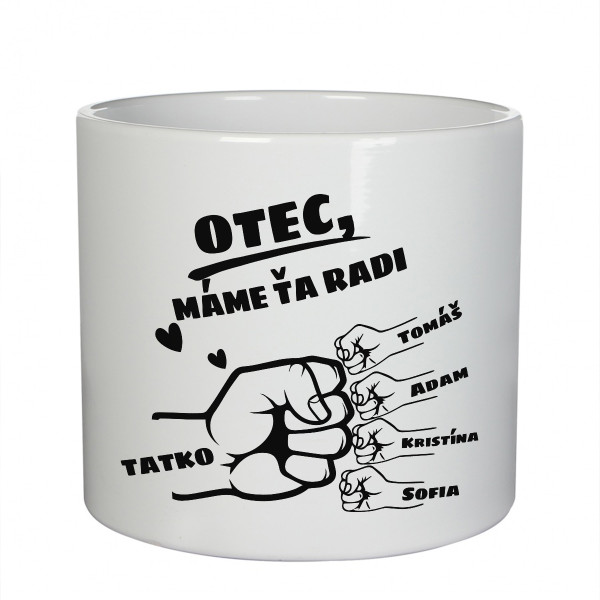Keramický hrniec "Otec a deti" s menami detí